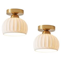 [Corrosion-Resistant] The white ceramic lampshade and electroplated gold base is corrosion-resistant and will not discolor, capable of maintaining its appearance for decades. It only requires regular yearly cleaning to remove dust. [Set of 2 for Various Scenerios] It is suitable for porches, hallways, living rooms, kitchens, bathrooms, and small rooms, providing excellent lighting effects. [Simple Beauty] Simple aesthetics, versatile to complement various home styles, it seamlessly fits modern a Gold Hallway, Hallway Ceiling Light Fixtures, Hallway Ceiling Lights, Light Fixtures Farmhouse, Hallway Ceiling, Farmhouse Light, Hallway Light Fixtures, Gold Ceiling Light, Farmhouse Light Fixtures