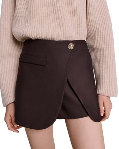 Find MAJE Ipimaneti Skort on Editorialist. Maje Ipimaneti Skort.Color:Brown.Size:34 FR/2 US.Material:Main fabric: 52% polyester/26% wool/18% viscose/4% elastane; underside fabric: 100% polyester.Skirts.