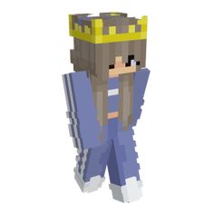 an image of a minecraft character with a yellow crown on his head and blue pants