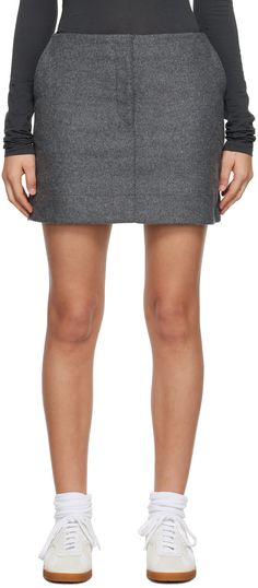 Felted Oeko-Tex®-certified virgin wool-blend skirt. · Four-pocket styling · Zip-fly Supplier color: Grey Loulou Studio, Wool Skirt, Silk Skirt, Something Went Wrong, Gray Skirt, Lifestyle Shop, Brand Colors, How To Style, Style Icons