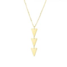 14k Yellow Gold 18" Polished Triangle Drop Lariat Necklace With Spring Ring Clasp. Rcn3215-18 Dainty Gold Y-shape Lariat Necklace, Gold Plated Lariat Necklace, Tarnish Resistant, Cheap Gold Triangle Jewelry, Elegant Triangle Yellow Gold Necklace, 14k Gold Triangle Jewelry, Lariat Necklace, Spring Rings, Womens Jewelry Necklace, Yellow Gold