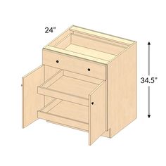 a drawing of the base for a cabinet with two drawers and one drawer on each side