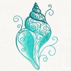 a drawing of a sea shell with swirls on it