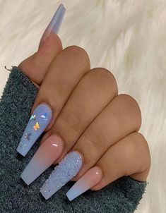 Purple Acrylic Nails, Lavender Nails, Blue Acrylic Nails, Edgy Nails, White Acrylic Nails