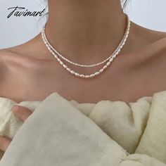 TAVIMART Dainty Multiple Freshwater Pearl Beaded Necklaces Plated Copper Gold Chain Choker for Women Wedding Party Jewelry Dainty Beaded Necklaces For Wedding, Elegant Beaded Chain Necklace For Summer, Elegant Summer Beaded Chain Necklace, Pearl Beaded Clavicle Chain Necklace For Wedding, Pearl Beaded Chain Necklace For Wedding, Elegant Chain Necklace For Summer Gift, Elegant Summer Chain Necklace As Gift, Pearl Beaded Necklace For Wedding, Elegant Summer Chain Necklace For Gift