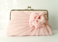 Rose Clutch, Rose Purse, Peach Rose, Pink Clutch