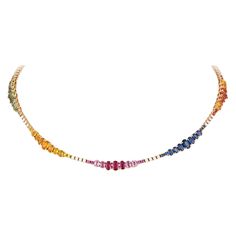 NECKLACE 18K Rose Gold Diamond 0.93 Cts/38 Pcs Multi Sapphire 11.35 Cts/52 Pcs Ruby 1.11 Cts/3 Pcs Tanzanite Necklace, Tanzanite Diamond, Necklace For Her, Multi Sapphire, Diamond Eyes, Gold Diamond Necklace, Gold Eyes, Modern Necklaces, Diamond Pendant Necklace