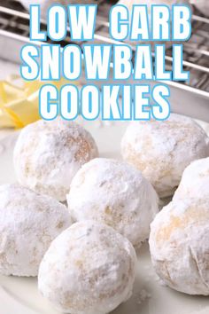 These Low Carb Gluten-Free Snowball Cookies are a classic holiday treat made with just 5 simple ingredients! Perfectly buttery and sweet, these no-added-sugar cookies have a melt-in-your-mouth texture and are coated in a sugar-free powdered sweetener for that iconic snowball finish. Great for Christmas baking, they’re diabetic-friendly and ideal for anyone looking for easy, low-carb, or gluten-free holiday recipes. Add them to your festive dessert spread or gift them to loved ones this season! Snowball Cookies Recipe, Snowball Christmas Cookies, Pecan Snowballs, Pecan Snowball Cookies, Low Carb Cookies Recipes, Snowball Cookie Recipe, Keto Christmas Cookies, Keto Cookie Recipes, Bite Size Cookies