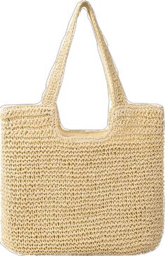 Lightweight Rectangular Shoulder Bag For Vacation, Lightweight Rectangular Straw Bag For Vacation, Lightweight Rectangular Crochet Travel Bag, Lightweight Rectangular Crochet Bag For Beach Season, Lightweight Straw Beach Bag Rectangular, Large Capacity Square Beach Bag For Vacation, White Rectangular Crochet Bag For Vacation, Square Beach Bag With Adjustable Strap For Vacation, Rectangular Packable Beach Bag