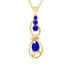 10K Yellow Gold Ornate Butterfly Infinity Pendant with Blue Sapphire (Simulated) Stones | Jewlr Elegant Blue Teardrop Birthstone Necklace, Holiday Gift Guide Women, Gift Guide Women, Infinity Pendant, Mens Engagement, The Butterfly, Gift Collections, Pear Shaped, Blue Sapphire