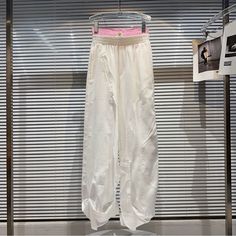 Oversized Linen Jogger Pants In White, Contrasting Color Splicing Waist New With Tag Linen Joggers, Pants Color, Jogger Pants, Track Pants, Contrasting Colors, Pant Jumpsuit, Color White, Pants For Women, Track