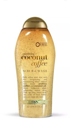 OGX Smoothing + Coconut Coffee Body Scrub & Wash 577mL 19.5 Ounce. Coffee Coconut, Coconut Body Scrubs, Coffee Body Scrub, Coconut Coffee, Exfoliating Body Scrub, Cream For Dry Skin, Coffee Scrub, Arabica Coffee, Moisturizing Body Wash