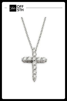 Round Diamonds Are Set In An Iconic Cross Pendant, Which Hangs From A Matching Cable Chain. Diamonds, 0.49 Tcw 14k White Gold Lobster Clasp Imported Size Length, About 18" Pendant Width, About 0.65" Please Note: Warranty Services Are Provided Exclusively By Effy, Saks Off 5th Is Not Responsible For These Services And Any Related Inquiries Or Claims Should Be Directed To Effy At So5repairs@effygroup.com. Center Core - W Fine Jewelry > Saks Off 5th. Effy. Classic Cross Pendant Necklace With Prong Setting, Classic Cross Pendant Necklaces With Prong Setting, Classic Necklaces With Cross Pendant In Prong Setting, Classic Cross Pendant Necklace With Brilliant Cut, Classic Brilliant Cut Cross Pendant Necklace, Diamond Cross Pendants, Diamond Cross, Cross Pendant Necklace, White Gold Diamonds