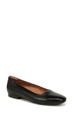 A classic ballet flat is shaped by a squared-off toe for a versatile look of contemporary elegance. Synthetic upper/textile lining/synthetic sole Imported Womens Ballet Flats, Ballet Flat, Flat Shoes Women, Ballet Flats, Nordstrom Rack, Black Leather, Ballet, Size 7, Nordstrom