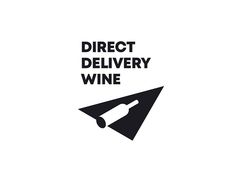 the direct delivery wine logo is shown in black and white, with an arrow pointing to it