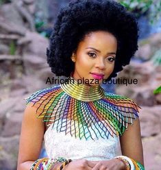 A gorgeous handmade Zulu traditional necklace matched with a gold Ndebele chocker. The chocker is also available in silver. Zulu Necklace, Fro Yo, Willow Smith, 4c Natural, Beautiful Natural Hair, Pelo Afro, 4c Natural Hair, Maputo, Love Your Hair