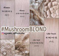 Wella Color Formulas, Mushroom Blonde Hair Color Formula, Wella Formulas, Mushroom Blonde, Beige Blonde Hair Color, Blonde Toner, Beige Blonde Hair, Colour Touch Wella