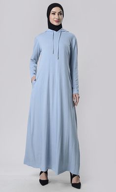 Casual Wear Abaya With Pockets Casual Abaya For Spring, Casual Solid Abaya For Spring, Casual Solid Color Abaya For Spring, Casual Spring Abaya, Casual Solid Color Maxi Length Abaya, Casual Solid Maxi Length Abaya, Spring Casual Maxi Length Abaya, Casual Long Blue Abaya, Casual Long Abaya For Spring