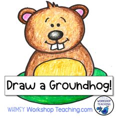 a drawing of a teddy bear with the words draw a groundhog