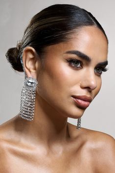 Flash | Silver Diamante Tassel Earrings Silver Tassel Earrings, Health And Hygiene, Diamante Earrings, Gold Chain Earrings, Glass Hinges, Club L London, Gold Statement Earrings, Tassel Drop Earrings, Statement Drop Earrings