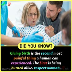 a man and woman are in bed with the caption, did you know? giving birth is the second most painful thing a human can experience