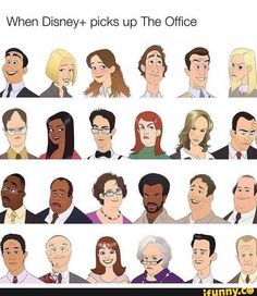 many different people are grouped together to form an animated character sheet for the tv series