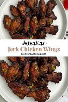 jamaican jelk chicken wings on a white plate