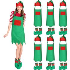 PRICES MAY VARY. 6 Sets of Elf Costume: you will receive 18 pieces of elf outfits, including 6 pieces of elf hats, 6 pieces of elf aprons, and 6 pairs of adult red elf shoes, enough to meet your dressing needs and you can share them with your family members Elf Cosplay: these elf costume for adults are suitable for Christmas, you can invite your family, friends and colleagues to put on these elf suits to cosplay elf roles together, nice for performing shows, taking photos, shopping, and more, yo Cosplay Elf, Elf Suit, Elf Hats, Elf Accessories, Elf Outfit, Christmas Elf Costume, Elf Cosplay, Elf Kit, Easy Elf