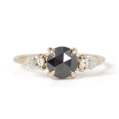 Mathilde the Swan Black Diamond Ring | Catbird Catbird Cygnet Ring, Black Diamond Ring, Black Diamond, Diamond Ring, Gold, Black