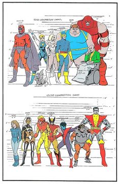 two pictures of different types of superheros and their names are shown in this drawing