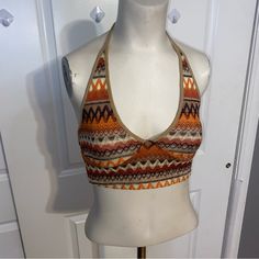 Shein Crotchet Cropped Halter Top, Medium, Rustic Orange Colors, Never Worn Casual Fitted Multicolor Halter Top, Stretch Orange Halter Top For The Beach, Fitted Orange Halter Top, Fitted Orange Halter Neck Top, Orange Stretch Halter Top, Spring Orange Stretch Halter Top, Orange Stretch Halter Top For Spring, Stretch Orange Tops For Beach, Casual Orange Halter Top For Beach