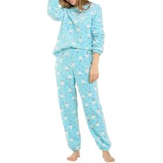 Designed with a round neckline, elastic cuffs, and stretchy elastic waistband, ultra-soft, the Women's loungewear set is non-restricting and relaxed in a fit that will provide you with a soft and comfortable night. The long sleeve sleepwear sets also be a perfect Christmas gift for your mom, wife, daughter, girlfriend, or friend. As loungewear, sleepwear, these cute pajama sets are a good choice for women. Size: L.  Color: Blue.  Gender: female.  Age Group: adult. Casual Winter Sleepwear With Elastic Waistband, Cozy Crew Neck Sleepwear For Pajama Party, Cozy Crew Neck Sleepwear For Sleepover, Winter Sleepover Sleepwear With Crew Neck, Comfy Long Sleeve Blue Sleepwear, Comfy Blue Long Sleeve Sleepwear, Casual Blue Sleepwear For Winter, Winter Sleepwear For Pajama Party With Crew Neck, Winter Crew Neck Sleepwear For Pajama Party