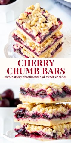 cherry crumble bars with buttery shortbread and sweet cherries are an easy dessert