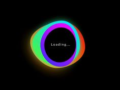 the words loading are lit up in front of a black background with multicolored circles