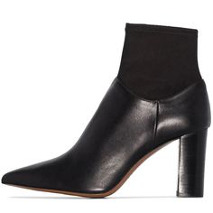 Step out in style with these sleek and comfortable Black Sock Boots. With a pointed toe, chunky heel, and stretchy sock-like fit, they offer both elegance and support. A versatile wardrobe staple, these ankle boots are easy to wear and go well with various outfits. Perfect for everyday use and special occasions. Handcrafted US sizing. Fits true to size. Heel Height: 4.5" / 115 mm approx Product measurements were taken using size 8. Please note that measurements may vary by size. Stylish Design: These black sock boots feature a sleek and modern design with a pointed toe and a chunky heel, offering a perfect blend of elegance and comfort. Stretchy Sock-Like Fit: The boots are crafted from a stretchy, soft material that hugs your feet like a sock, providing a snug and personalized fit for all Modern Pointed Toe Chelsea Boots For Winter, Fitted Black Chelsea Boots With Pointed Toe, Fitted Sleek Chelsea Boots For Fall, Sleek Fitted Chelsea Boots For Fall, Modern Chelsea Boots With Pointed Toe For Fall, Chic Fitted Ankle-high Chelsea Boots, Chic Fitted Chelsea Boots For Work, Black Chelsea Boots With Sculpted Heel And Pointed Toe, Fitted Pointed Toe Chelsea Boots For Winter