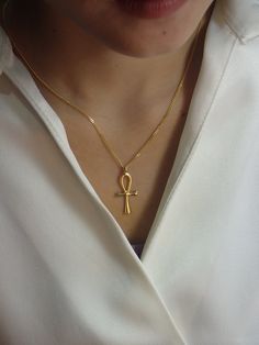 For Ready-to-ship items search here, https://etsy.me/39BDvMS Egyptian Ankh Cross Pendant Necklace / Sterling Silver Egypt Hieroglyphs pendant necklace / Protection Necklace / Egyptian Cross About Features- * Made to order * Materials: 925 Sterling Silver * Gold color: Yellow Gold Plating, White Gold Plating, and Rose Gold Plating * Pendant size: 31mm approx. * Layaway Plan Available * SKU: N161 Price is for a pair of earrings. If you need only one side, please message me for quote. As a referenc Symbolic Charms Pendant Necklaces, Symbolic Pendant Necklaces With Charms, Symbolic Pendant Necklace With Charms, Symbolic Engraved Cross Necklaces, Symbolic Jewelry With Adjustable Chain, Symbolic Round Pendant Clavicle Necklace, Symbolic Cross Jewelry For Jewelry Making, Symbolic Clavicle Chain Necklace With Round Pendant, Symbolic Jewelry: Cross Pendant Charms