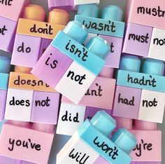 several pieces of colored sticky notes with words written on them that say don't, don't, do not