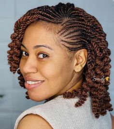 Curled Bob-Length Twists Twist Braids Hairstyles, Side Down Hairstyles, Twist Cornrows, Bob Braids Hairstyles, Short Twists, Afro Twist, Twisted Hair, Bob Braids, African Hair Braiding Styles