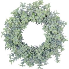 a wreath with green leaves is shown on a white background