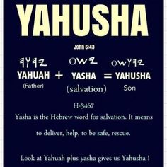 a poster with the words yahusha written in two different languages, and an image of