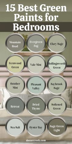 15 Best Green Paints for Bedrooms Hollingsworth Green, Saybrook Sage, October Mist, Sherwin Williams Colors, Green Paint Colors, Bedroom Style, Bedroom Paint Colors, Bedroom Paint, Beautiful Backdrops