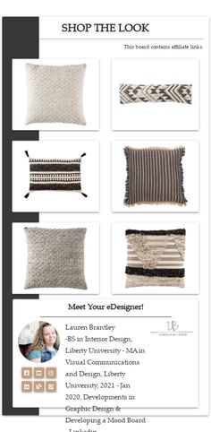 the front page of an advertise for a home decor store, with images of pillows