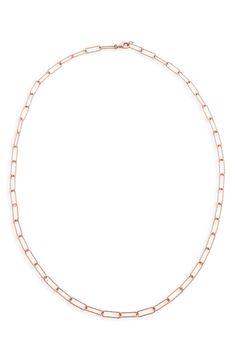 A wear-forever necklace is shaped from long oval links that are given a matte finish and tiny facets for subtle twinkle in the light. Style Name:Monica Vinader Alta Textured Chain Necklace. Style Number: 6203866. Elegant Rose Gold Oval Link Chain Necklace, Rose Gold Necklaces With Adjustable Oval Link Chain, Rose Gold Chain Necklace With Oval Links, Rose Gold Necklace With Paperclip Chain Link, Rose Gold Link Necklace With Paperclip Chain, Rose Gold Necklaces With Rectangular Links, Rose Gold Jewelry With Delicate Oval Link Chain, Rose Gold Link Chain Necklace With Paperclip Chain, Rose Gold Necklace With Rectangular Links Chain