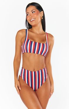 Sit poolside and soak up the rays! High waisted and full coverage, this swim bottom is as cute as it is comfortable. Pair with our matching Hot Tub Top in Americana Stripe. Beach Season Lined Swimwear, Poolside Lined Swimwear For Beach Season, Beachy Lined Swimwear For Poolside, Beachy Lined Swimwear For Beach Season, Lined Beachy Swimwear, Vacation Lined Swimwear For Poolside, Beach Style Lined Swimwear, Beachy Lined Swimwear For Beach, Beachy Lined Swimwear For The Beach