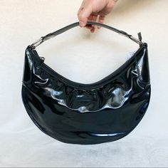 Very Cute Medium Size Hobo Bag! Patent Leather Body Classic Black Black Leather Trim Leather Shoulder Handle W/ D Rings Zip Closure Inside Fabric Liner Fully Lined Inside Zip Pocket Measurements Approximately 15in L X 8in H X 3in D, Shoulder Drop 8in To 10in. Gucci Bag With Silver-tone Hardware For Party, Gucci Party Bag With Silver-tone Hardware, Gucci Silver Shoulder Bag With Silver-tone Hardware, Silver Gucci Evening Bag, Gucci Shoulder Bag With Silver-tone Hardware For Evening, Gucci Evening Shoulder Bag With Silver-tone Hardware, Formal Silver Gucci Shoulder Bag, Gucci Party Bags, Black Gucci Shoulder Bag With Silver-tone Hardware