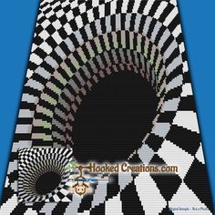 a black and white checkered design is shown in the middle of an image with text that reads hooked creations com