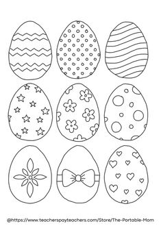 Easter eggs with different designs Eggs Coloring Pages, Easter Egg Pictures