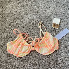 Never Worn!!! Very Cute Trendy Neon Yellow Swimwear For Beach, Yellow Underwire Swimwear For Beach, Trendy Yellow Swimwear For Beach Season, Trendy Yellow Swimwear For Beach Party, Yellow Underwire Beachwear Swimwear, Yellow Underwire Swimwear For Beachwear, Yellow Underwire Swimwear For Summer, Yellow Underwire Swimwear For Spring, Wetsuit Bottoms