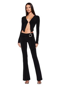 KAMALEI PANT - BLACK Womens Black Pants, I Am Gia, Black Long Sleeve Top, Buy Now Pay Later, Adjustable Belt, Romper Pants, Split Hem, Skirts For Sale, Black Long Sleeve