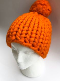 Excited to share this item from my #etsy shop: Women's wool knit hat, Hand Knit Beanie, Big yarn Knit Womens Winter Hat with Pom Pom, Merinowool, Mens Wool Hat, Handmade Orange Crochet Hat For Winter, Hand Knitted Merino Wool Hats For Cold Weather, Hand Knitted Merino Wool Winter Hat, Knitted Merino Wool Hat For Cold Weather, Winter Hand Knitted Merino Wool Hats, Winter Hand-knitted Merino Wool Hat, Hand Knitted Wool Crochet Hat, Winter Merino Wool Knit Hat, Orange Crochet Winter Hat